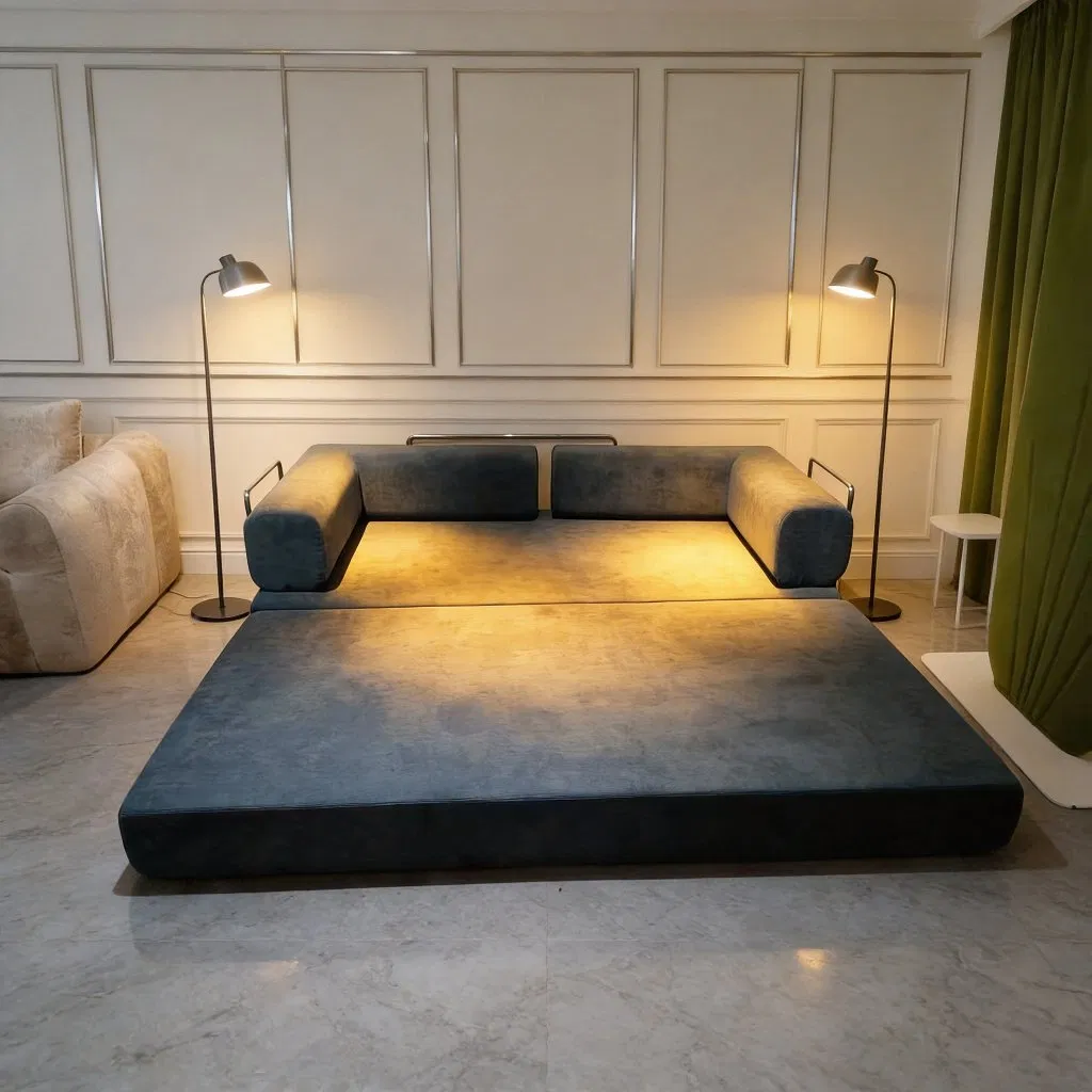 Sofá Cama Comprimido em Alta Venda 4 em Um Sofá Cama para Sala de Estar Móveis de Foshan