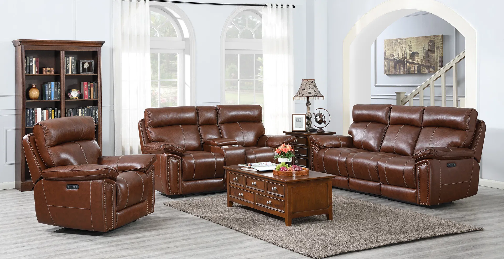 Conjunto de Sofá Recliner Elétrico com Ajuste Automático para Móveis de Sala de Estar