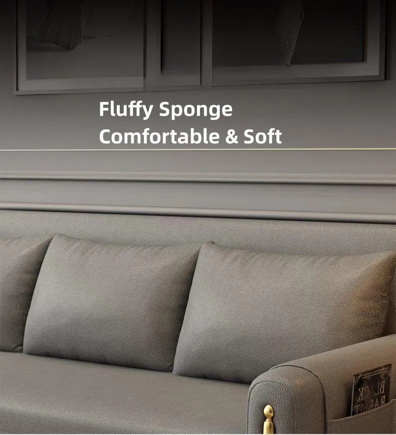 Sofá-cama moderno de madeira maciça com bolso de armazenamento