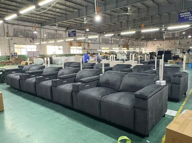 Sofá reclinável de cinema em casa com tecido luxuoso para conforto absoluto