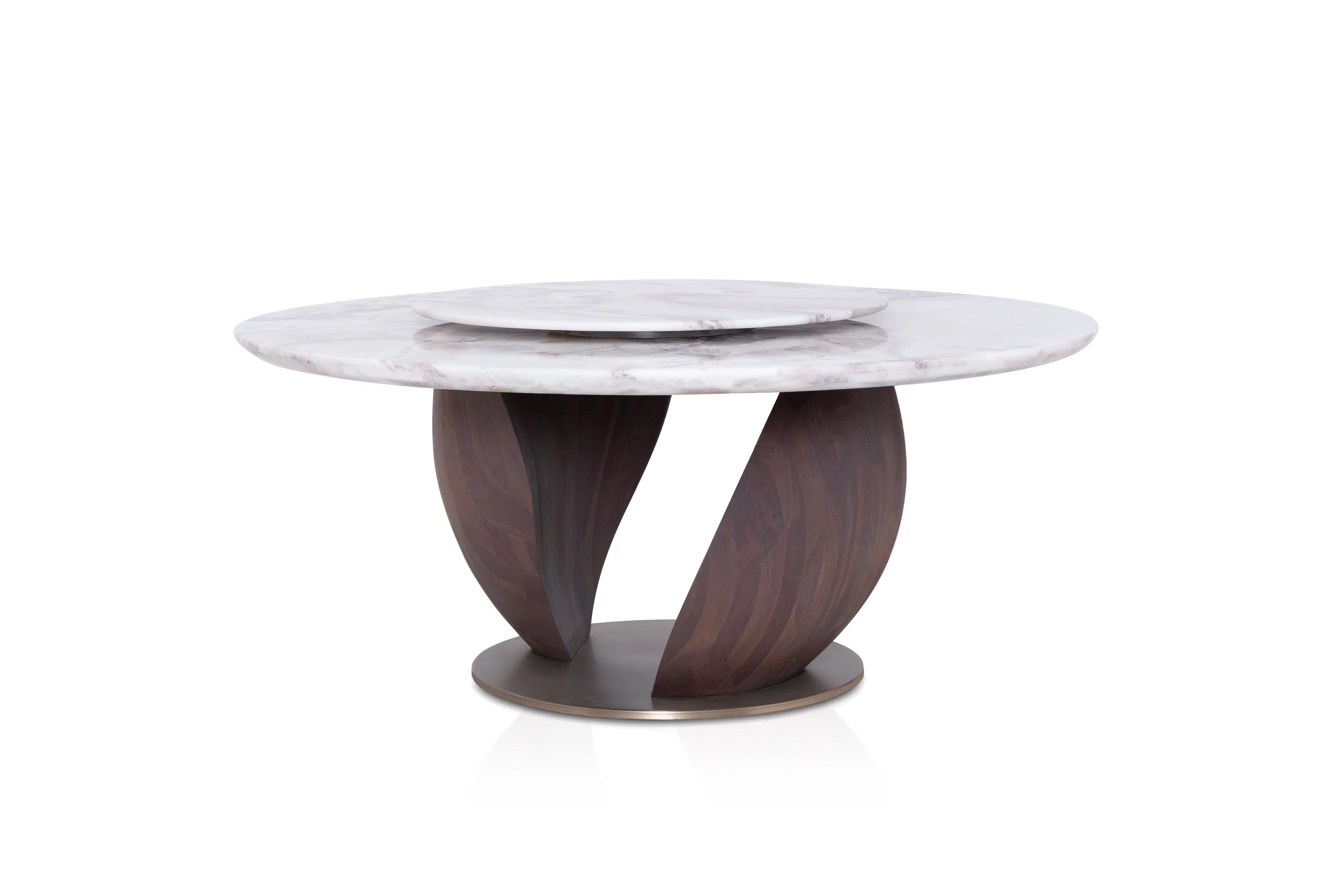 Mesa Redonda de Jantar Moderna em Madeira Sólida Elegante com Mármore Natural de Primavera