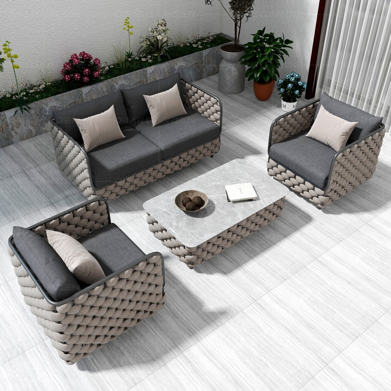Sofá Modular Externo Aparência Moderna Elegante Estrutura de Ferro Durável e à Prova de Ferrugem