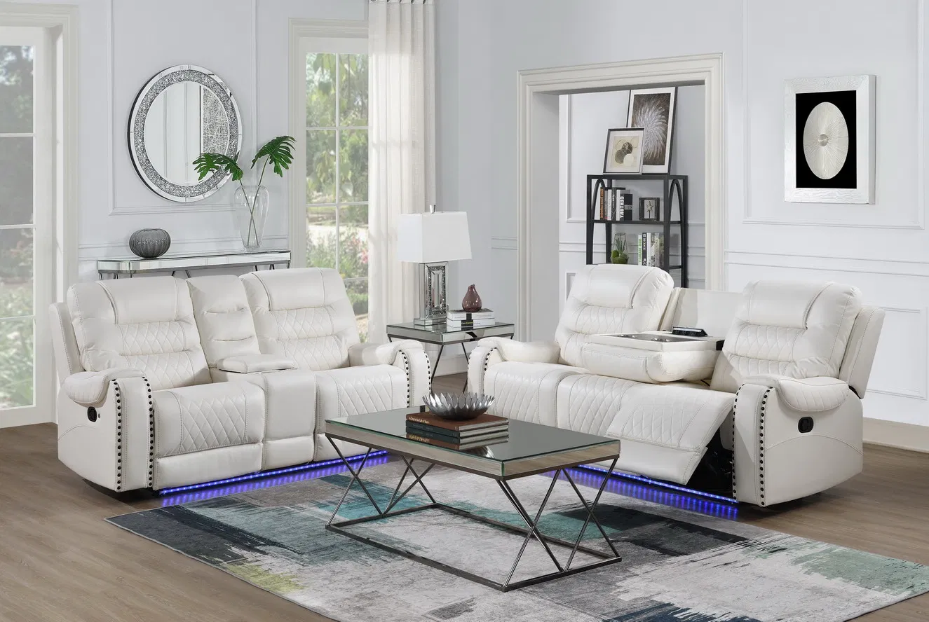 Sofá Funcional Recliner com LED e Couro para Móveis de Sala de Estar