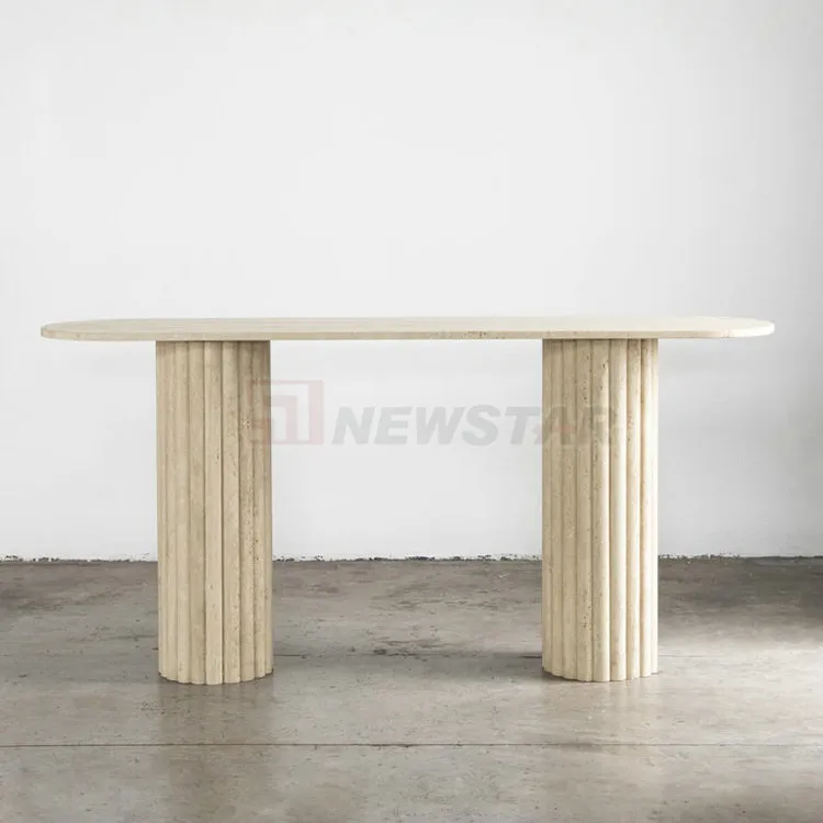Mesa em travertino bege