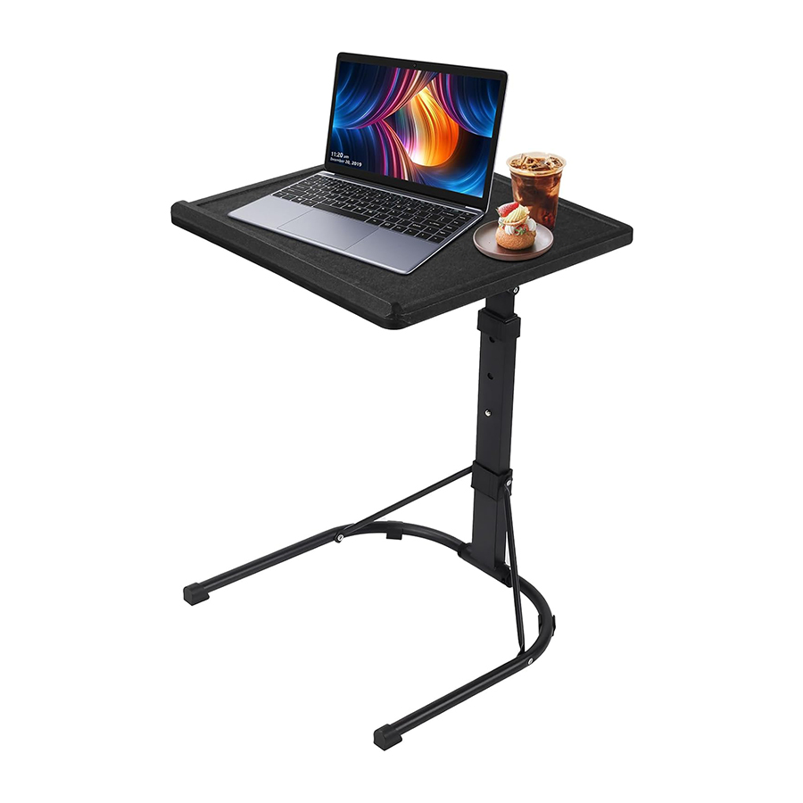 Mesa portátil ajustável dobrável de plástico preto multifuncional para laptop ao lado da cama