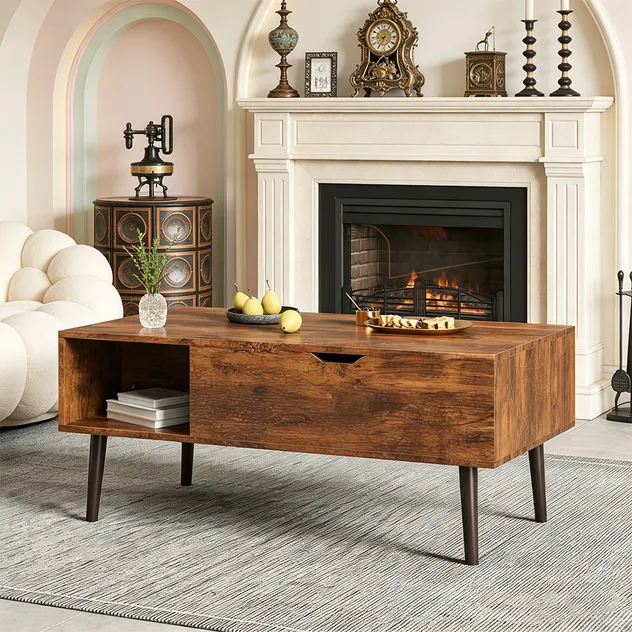 Mesa de Café em Estilo Fazenda com Aparência Vintage Distinta e Desgastada