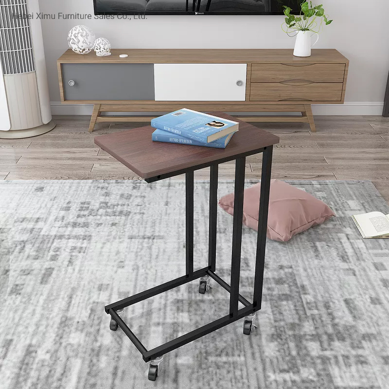 Mesa lateral de café em estilo retrô pequena com rodas