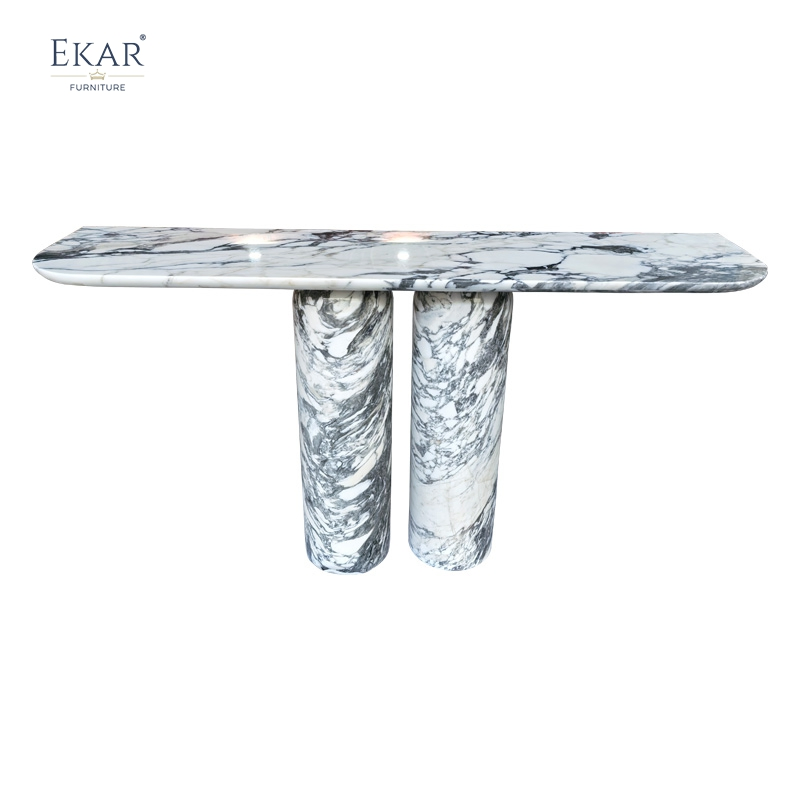 Mesa de Entrada Moderna em Pedra Natural, Console de Mármore Sólido