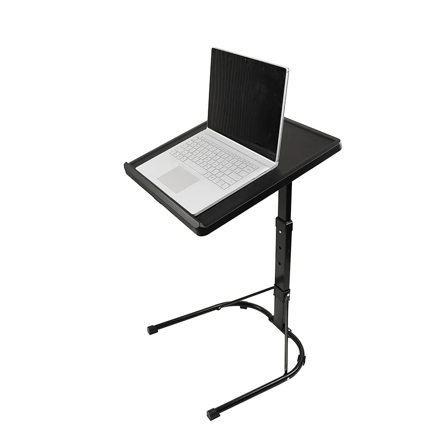 Mesa portátil ajustável dobrável de plástico preto multifuncional para laptop ao lado da cama