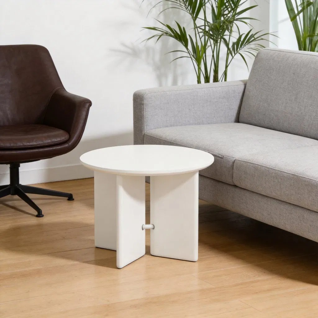 Mesa Lateral de Atacado, Mesa de Noite com Topo de Madeira, Criado-Mudo, Mesa Lateral de Sofá, Mesa de Canto para Cama, Base de Metal, Sala de Estar, Lazer Moderno, Mesa Lateral Redonda para Sofá
