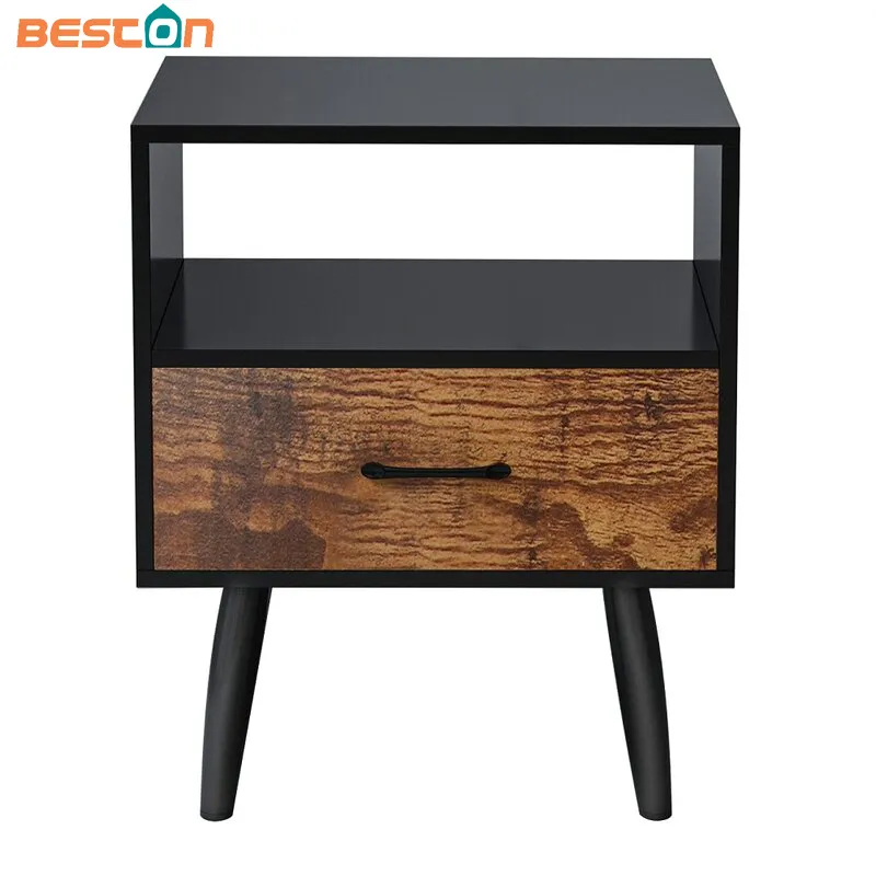 Mesa de cabeceira moderna de madeira maciça de luxo com design nórdico