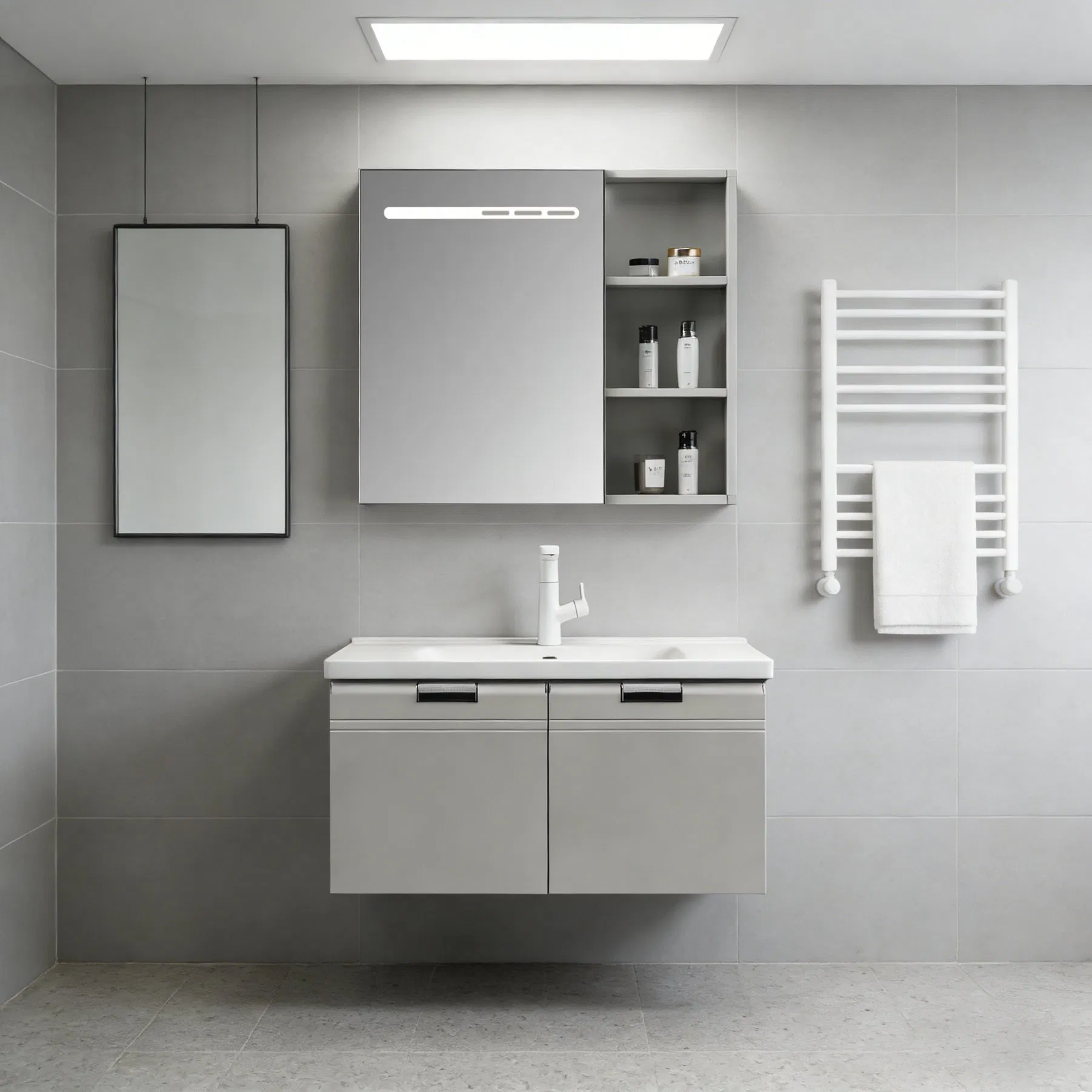 Conjunto de Gabinete de Banheiro Moderno com Pia Única Montado na Parede Vanities Home