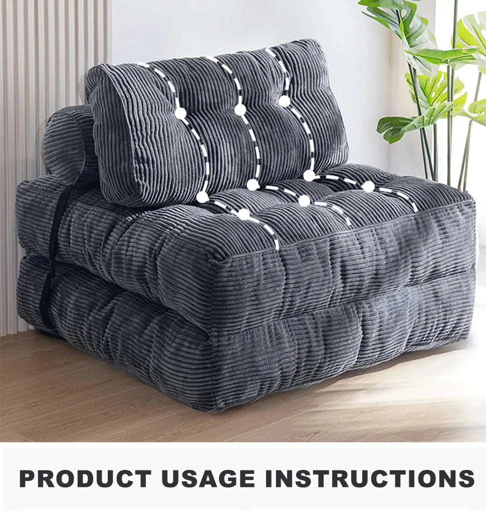 Sofá-cama dobrável, cadeira conversível com suporte para as costas e travesseiro futon, sofá dobrável para uso em sala de estar/visitas/escritório em casa, cama cadeira dobrável