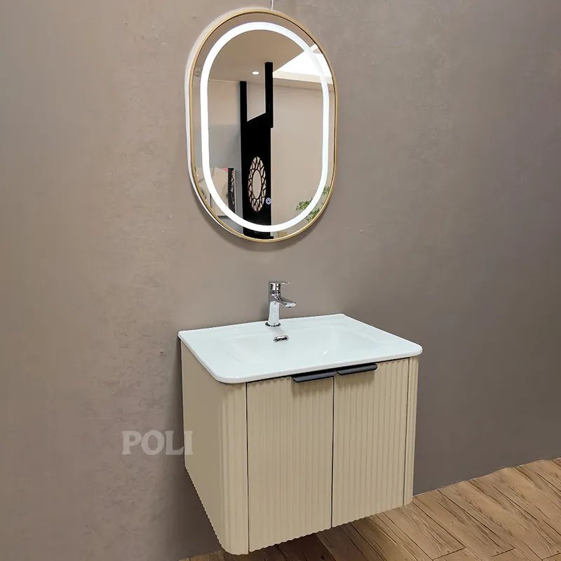 Vanidade de Banheiro Moderna em PVC com Soluções de Armazenamento Estilosas