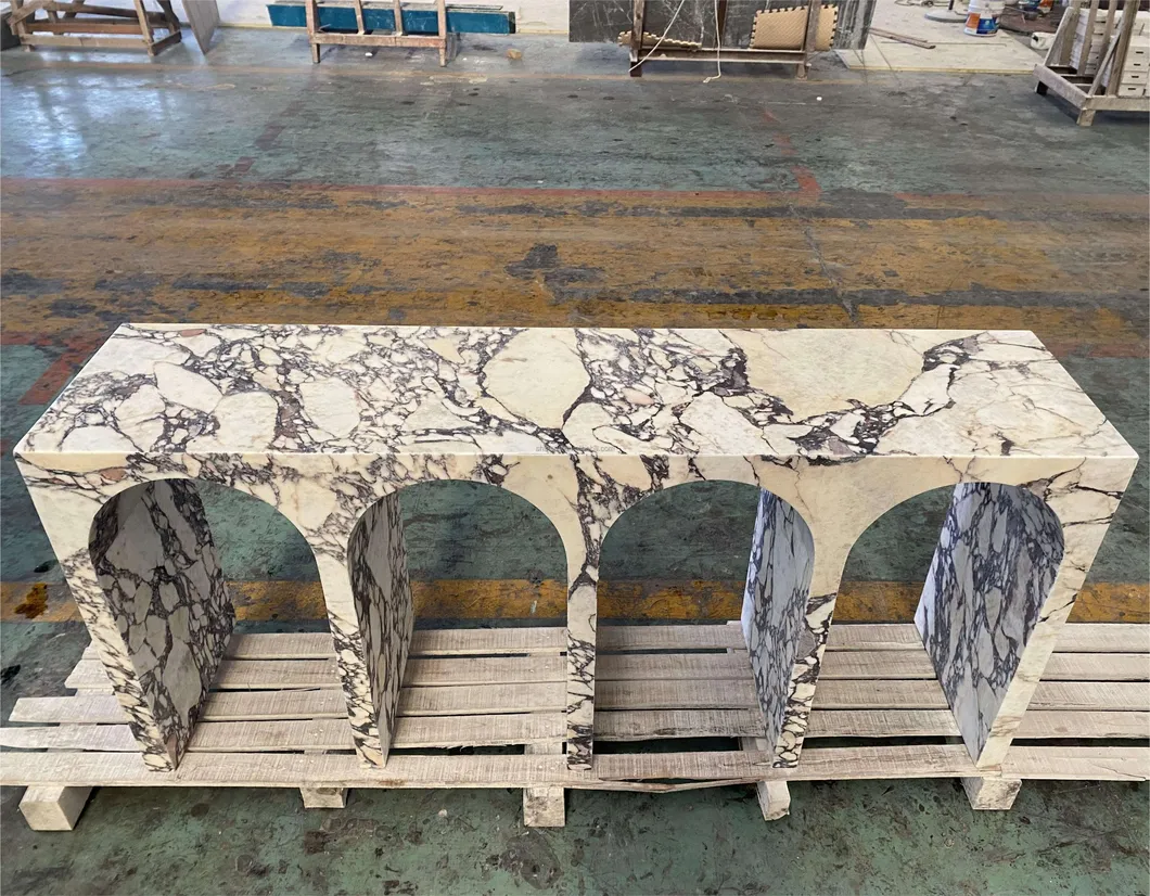 Mesa de Consola em Mármore Vermelho Rosso Levento de Estilo Minimalista Europeu para Móveis de Pedra em Corredor a Preço de Atacado