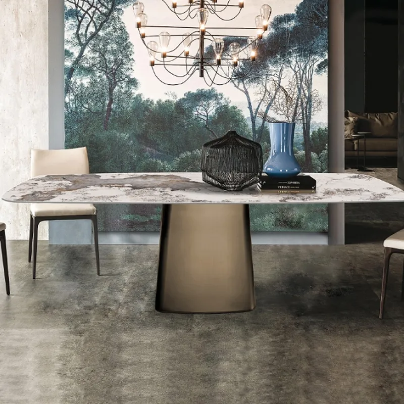 Preço barato Restaurante Sala de Jantar Slate topo mesa de jantar para 6 8 Lugares cadeiras