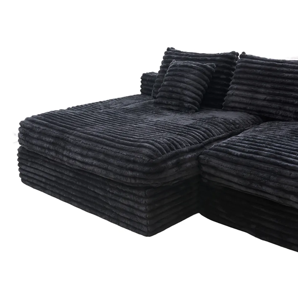 Detalhe do Sofá Comprimido de Tecido Preto Estilo Americano