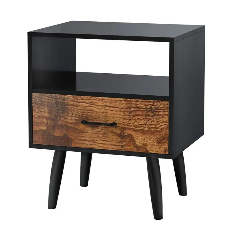 Mesa de cabeceira moderna de madeira maciça de luxo com design nórdico