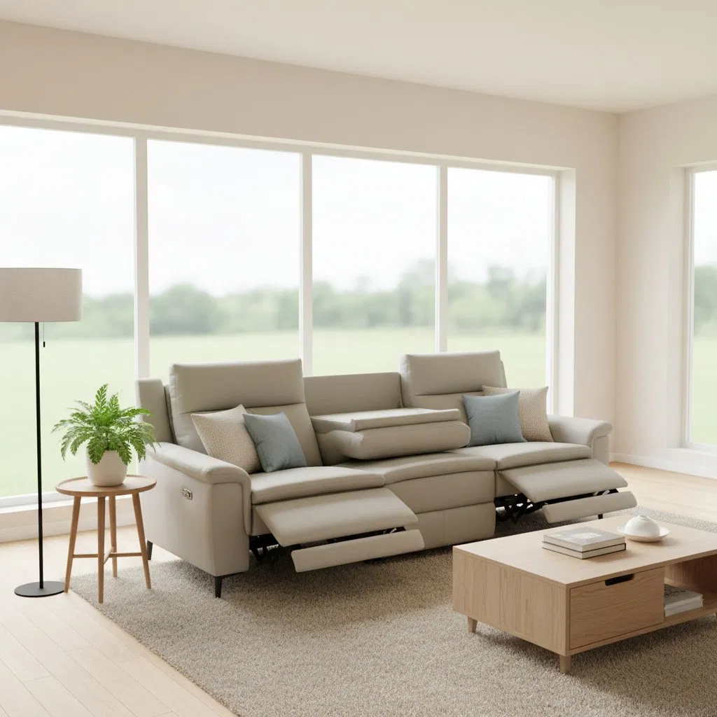 Sofás de Couro Reclináveis Modernos Sofá Modular para Sala de Estar Sofá Reclinável Elétrico