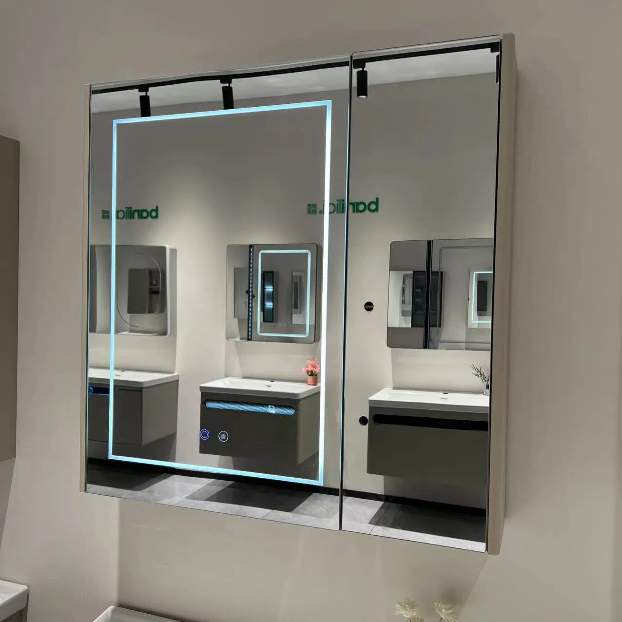 Vanidade de banheiro em PVC com gavetas duplas modernas e uma porta