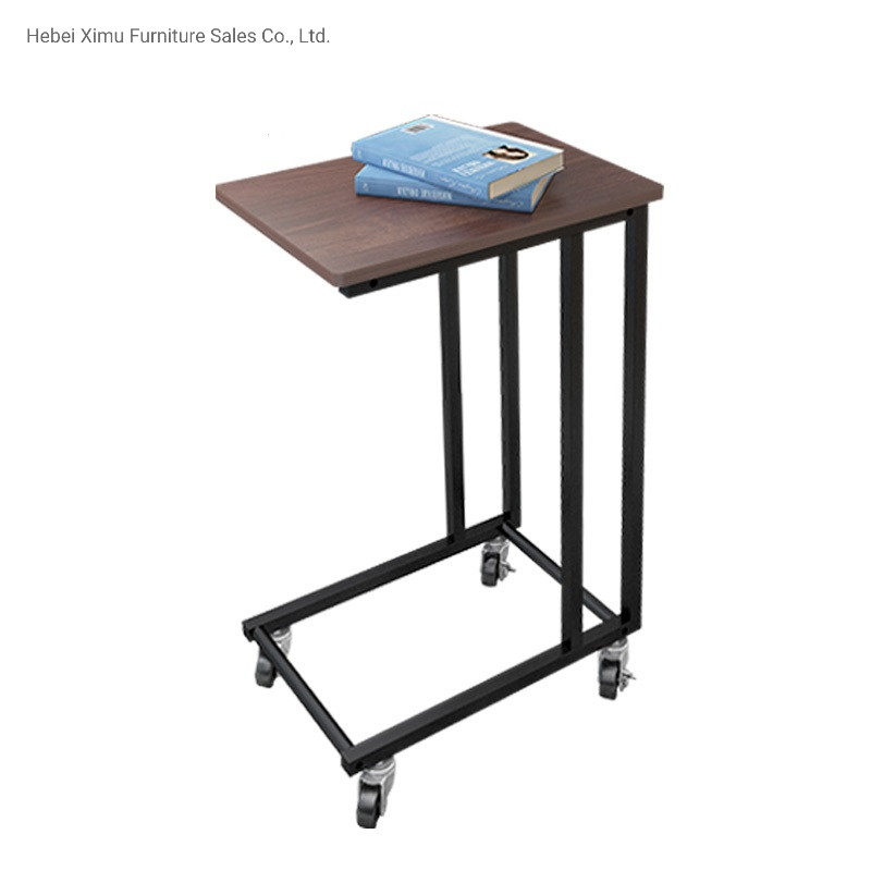 Mesa lateral de café em estilo retrô pequena com rodas
