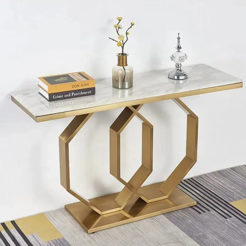 Mesa de Console Pernas Altas Douradas