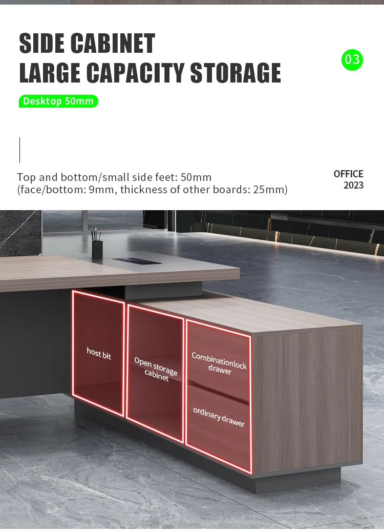 Mesa executiva de escritório detalhe 5