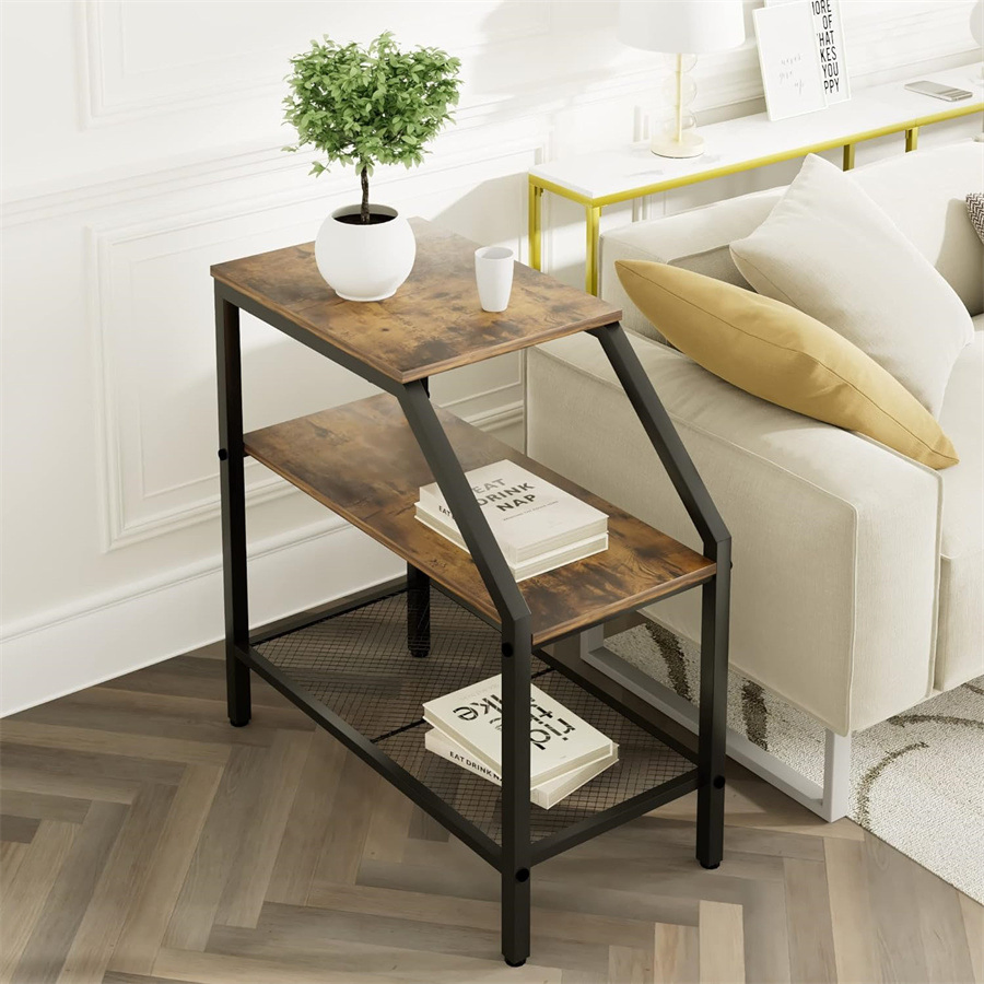 Mesa de cabeceira multifuncional de metal moderna, mesa lateral móvel para sofá