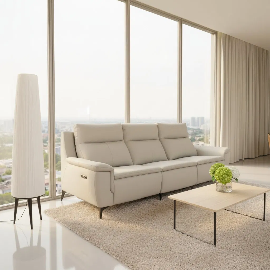 Sofás de Couro Reclináveis Modernos Sofá Modular para Sala de Estar Sofá Reclinável Elétrico