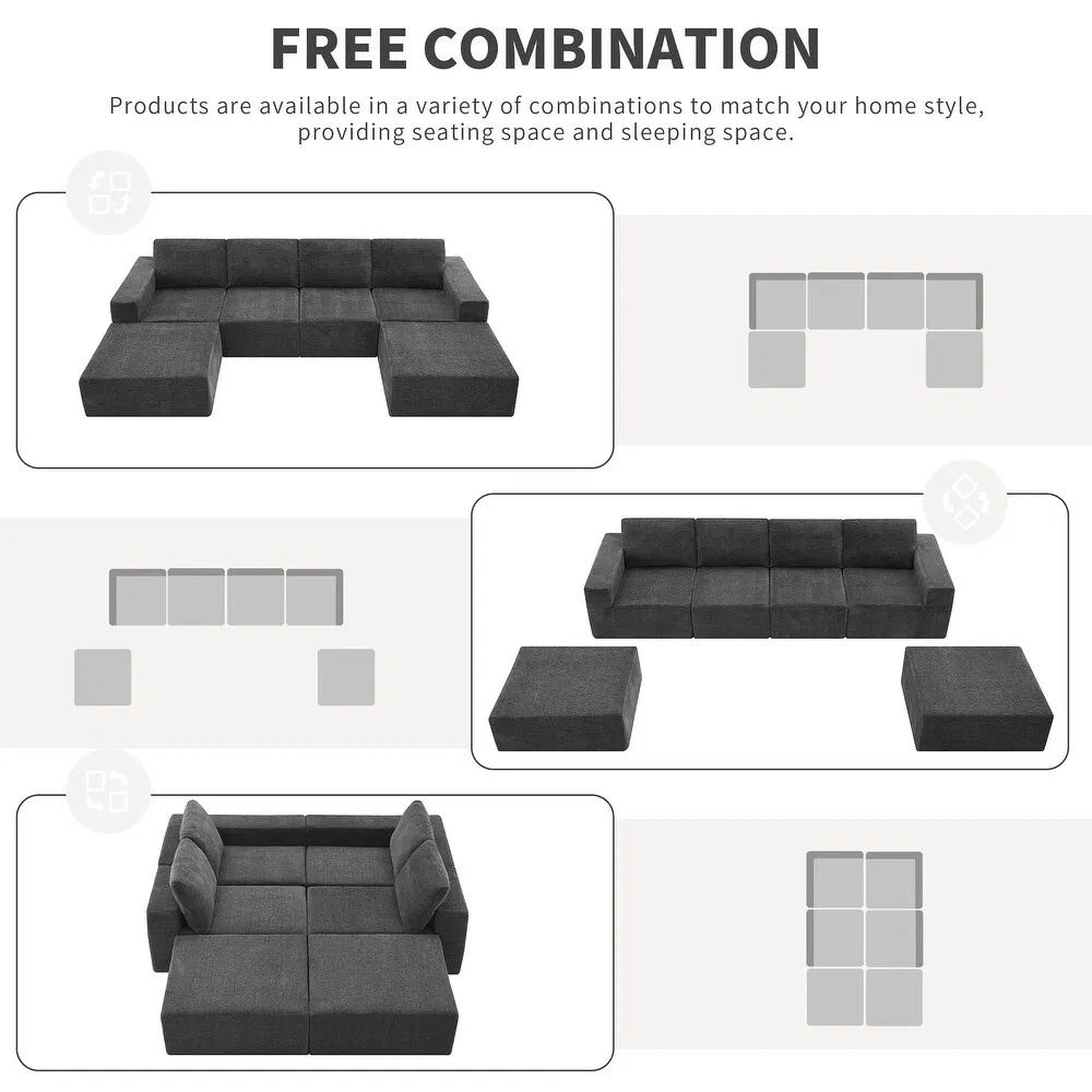 Conjunto de Sofás de Tecido Comprimido para Sala de Estar Moderna 3 Estilo Minimalista