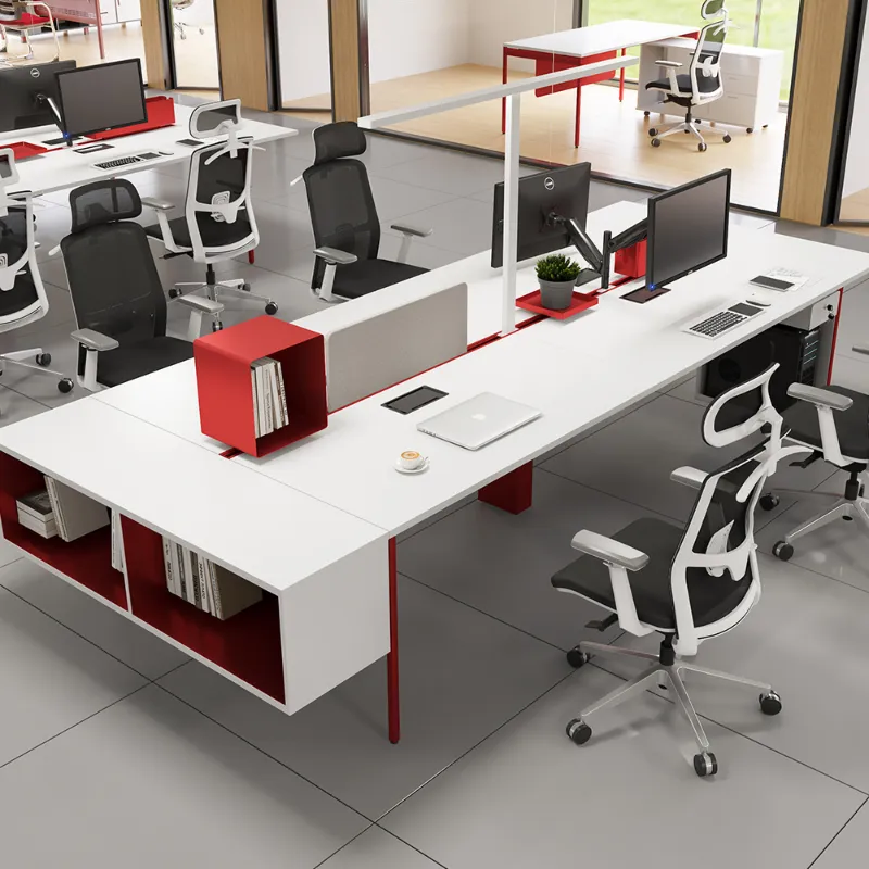 Móvel de Escritório Moderno Mesa de Computador em Painel de Partículas 4 Mesa de Escritório para 4 Estação de Trabalho