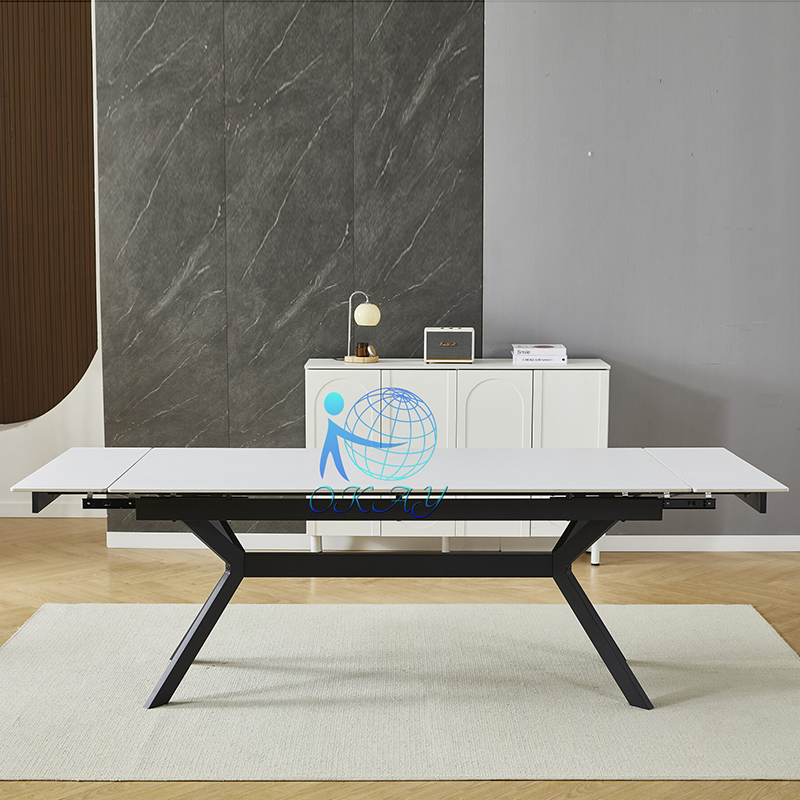 Restaurante Sala de Estar Moderna 6 Mesa de Jantar Retangular Dobrável em MDF