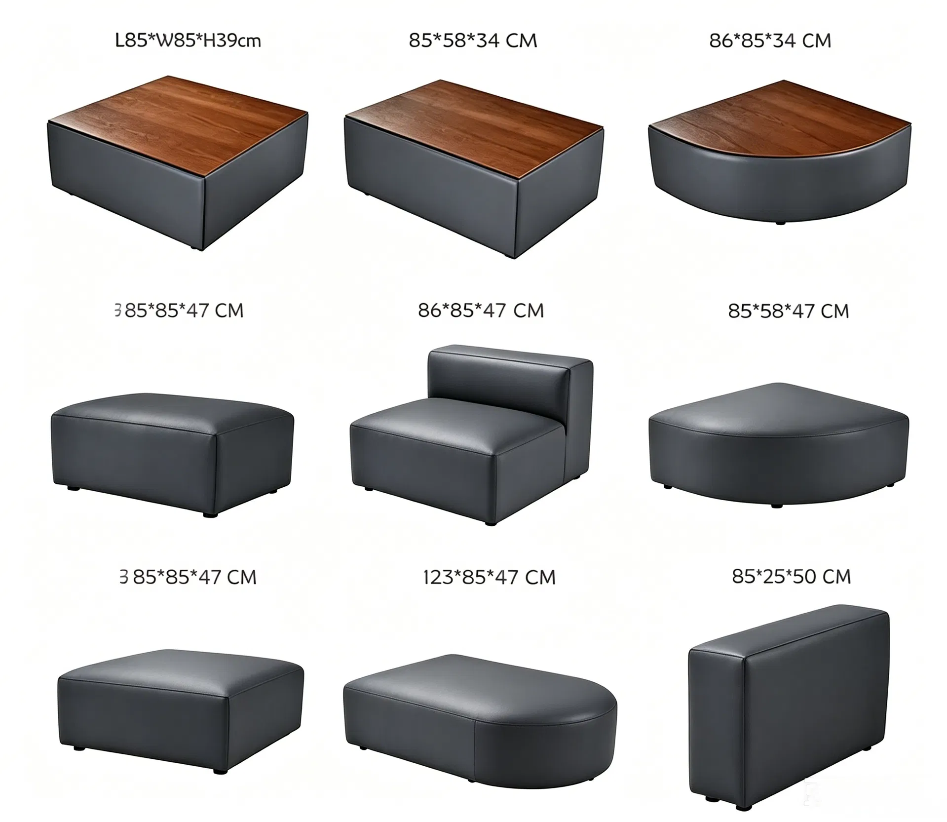 Sofá de Lounge de Escritório e Hotel Estilo Moderno em Couro para Sala de Espera Sofá Modular Curvo para Escritório
