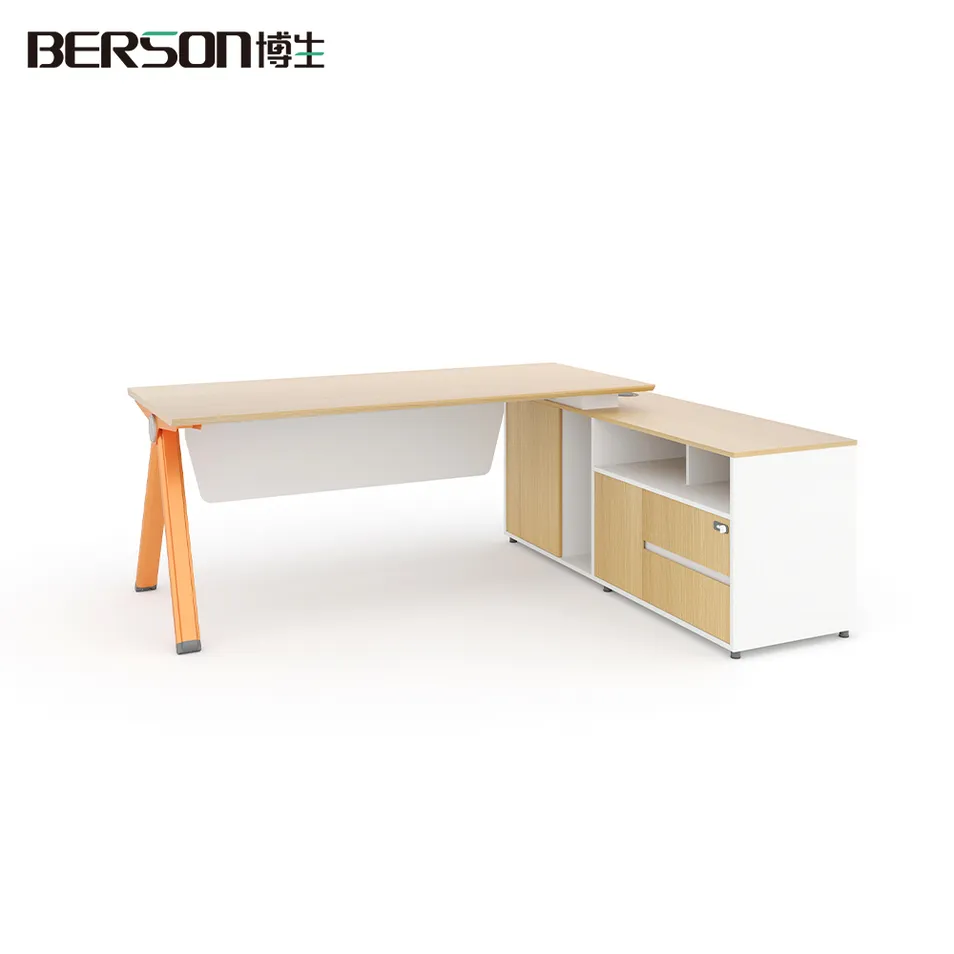 Mesa de Escritório em Madeira em Forma de L para Executivos