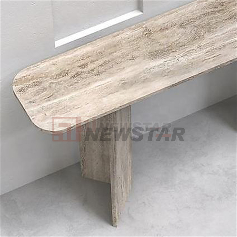 Mesa de Console Personalizada Newstar em Pedra Travertina Moderna Cinza