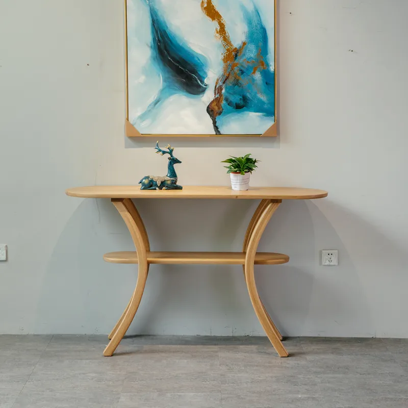 Mesa de Consola Moderna Simples em Carvalho Branco para Apartamento Pequeno 0281