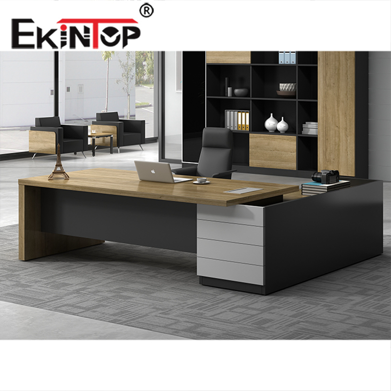 Escrivaninha Executiva em Forma de L Ekintop Grande Mesa de Escritório Preta