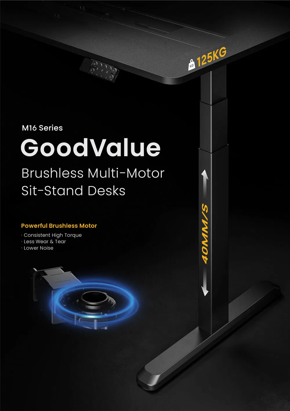 Mesa Ergonômica Elétrica Ajustável em Altura com Duplo Motor
