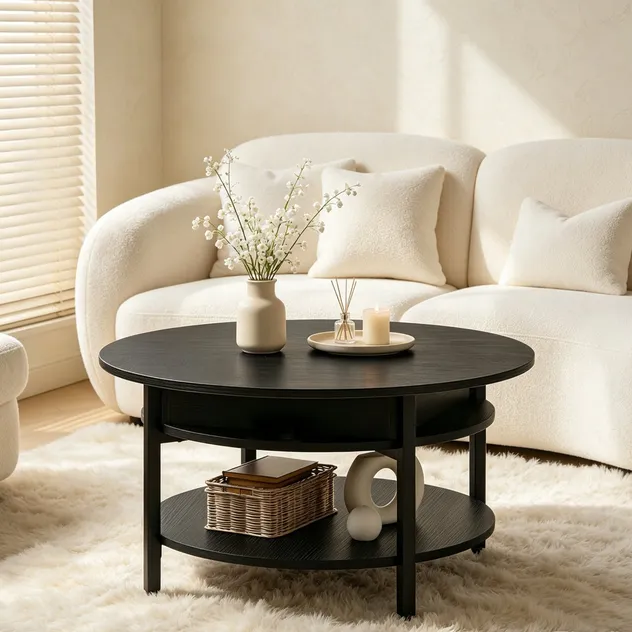 Mesa de Café em Estilo Fazenda com Aparência Vintage Distinta e Desgastada