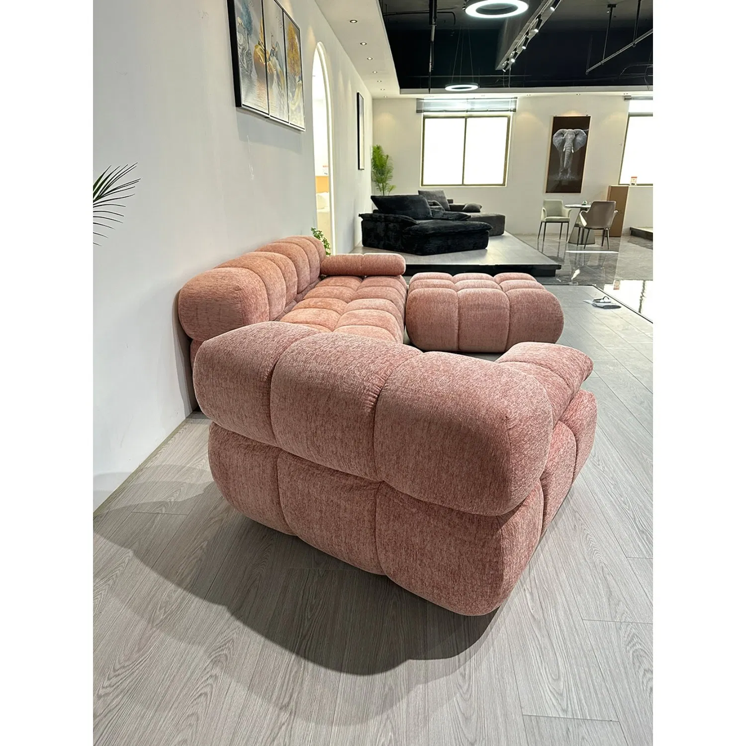 Sofá modular em L moderno, seccional preguiçoso, canto, comprimido, espuma de alta densidade, esponja macia, para sala de estar, lazer em casa, para lounge, hotel e apartamento