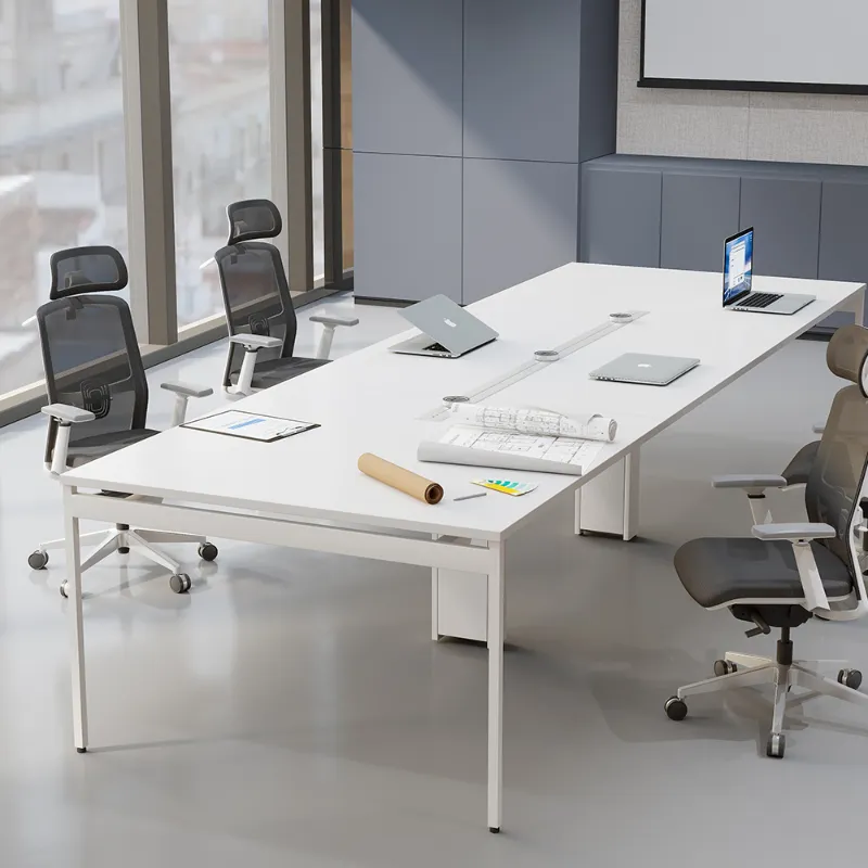 Móvel de Escritório Moderno Mesa de Computador em Painel de Partículas 4 Mesa de Escritório para 4 Estação de Trabalho