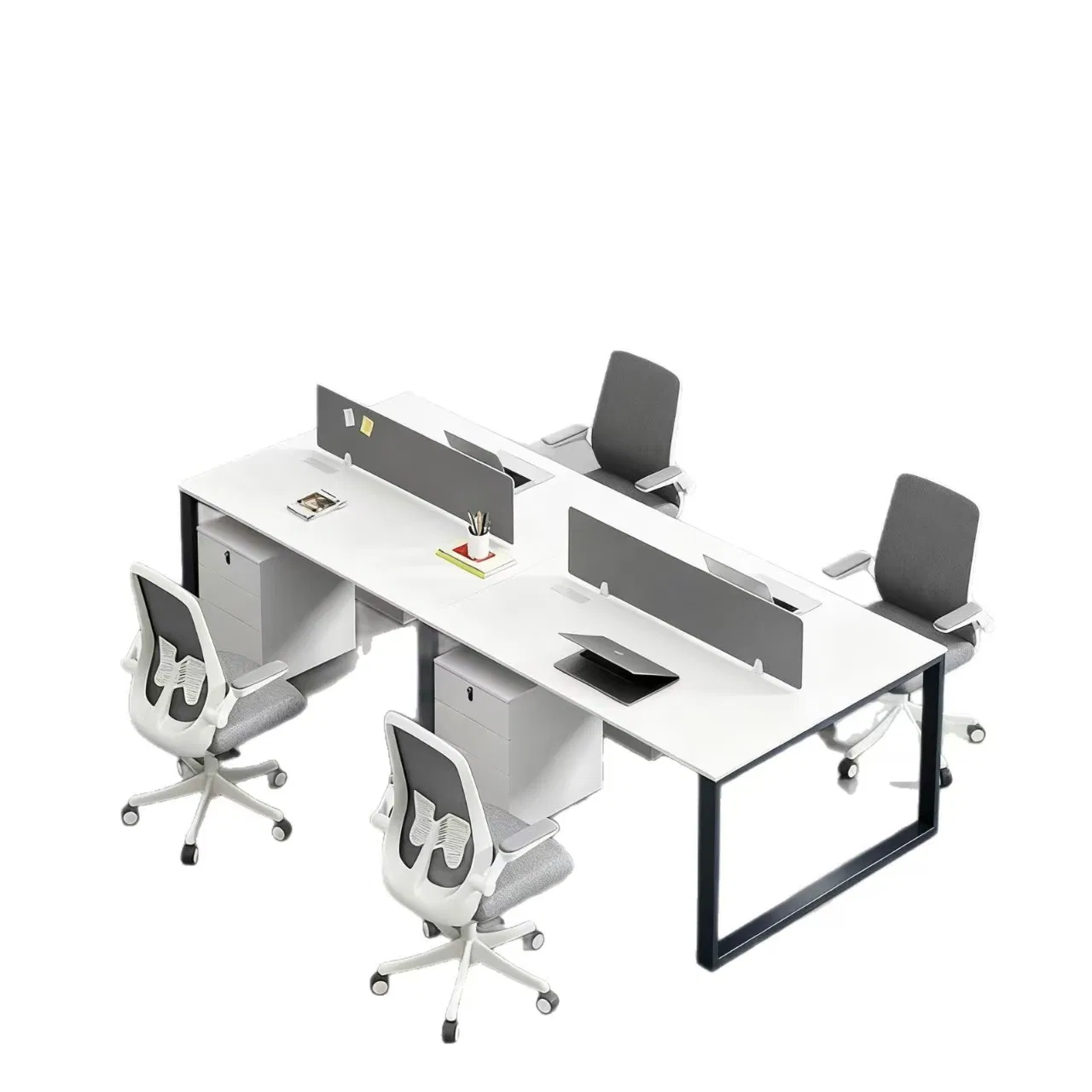 Mesa de Computador de Escritório com Tela de Privacidade, Personalizável 2 4 6 Estação de Trabalho para Pessoa