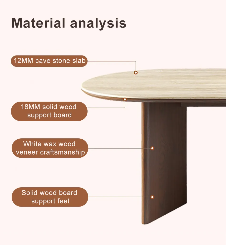 Mesa de Jantar Moderna Escandinava Extensível em Madeira Sólida com Topo de Mármore