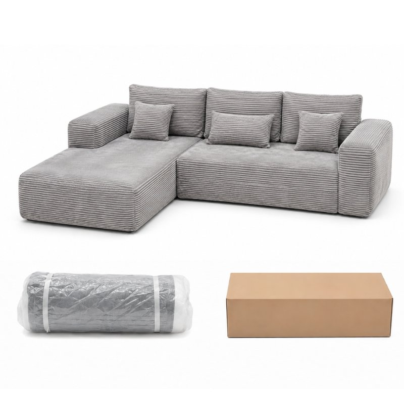 Sofá Comprimido Estiloso com Design Modular Multifuncional para Conforto