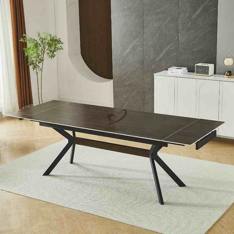 Restaurante Sala de Estar Moderna 6 Mesa de Jantar Retangular Dobrável em MDF