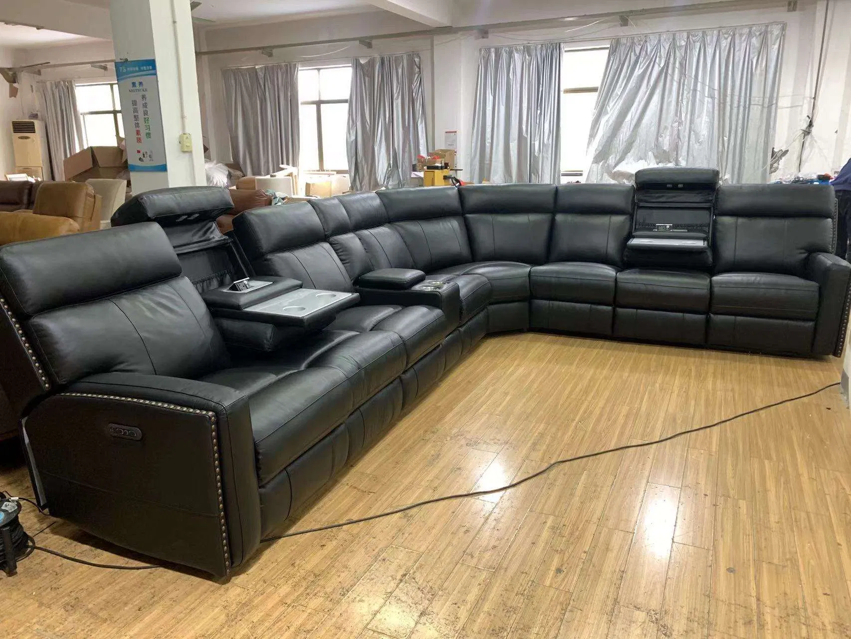 Sofá Recliner Elétrico de Luxo Moderno 3 Lugares para Sala de Estar Móveis de Escritório