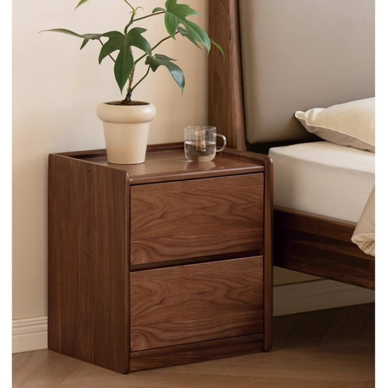 Fabricante Mesas de Cabeceira de Madeira Sólida Contemporâneas, Mesa de Lâmpada para Quarto, 2 Gavetas de Armazenamento Mesa de Cabeceira