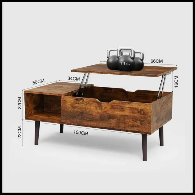 Mesa de Café em Estilo Fazenda com Aparência Vintage Distinta e Desgastada