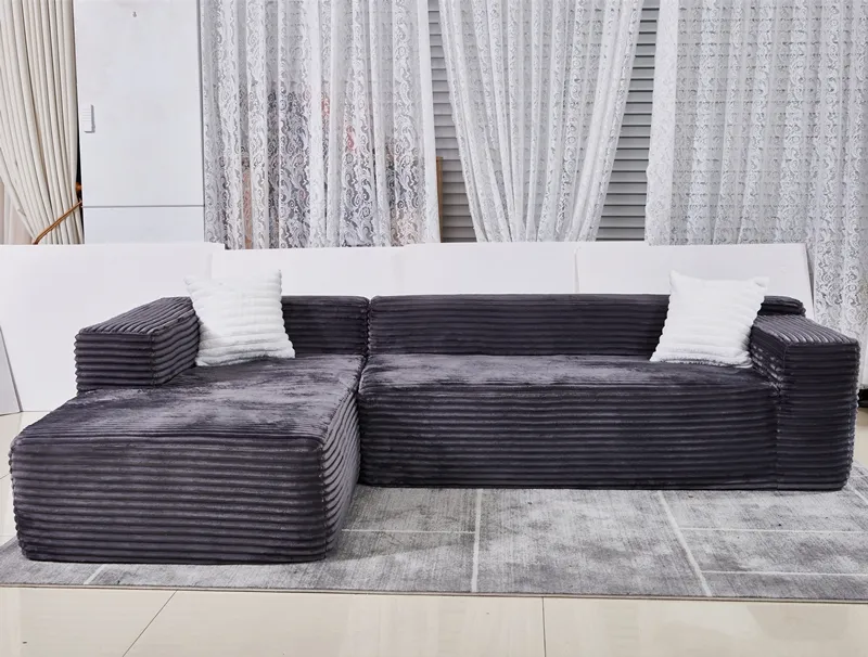 Sofá de Tecido Seccional Modular Sofá Cama Comprimido Conjunto 6