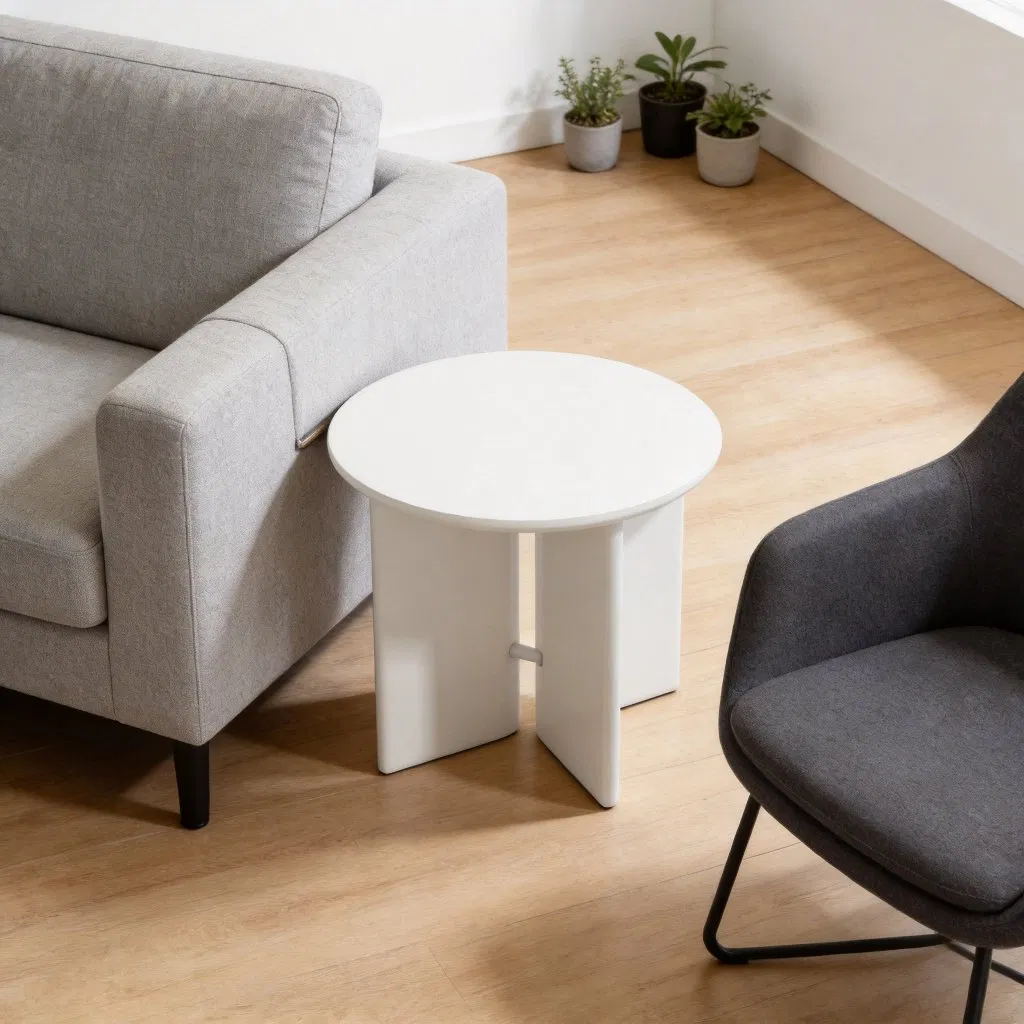 Mesa Lateral de Atacado, Mesa de Noite com Topo de Madeira, Criado-Mudo, Mesa Lateral de Sofá, Mesa de Canto para Cama, Base de Metal, Sala de Estar, Lazer Moderno, Mesa Lateral Redonda para Sofá